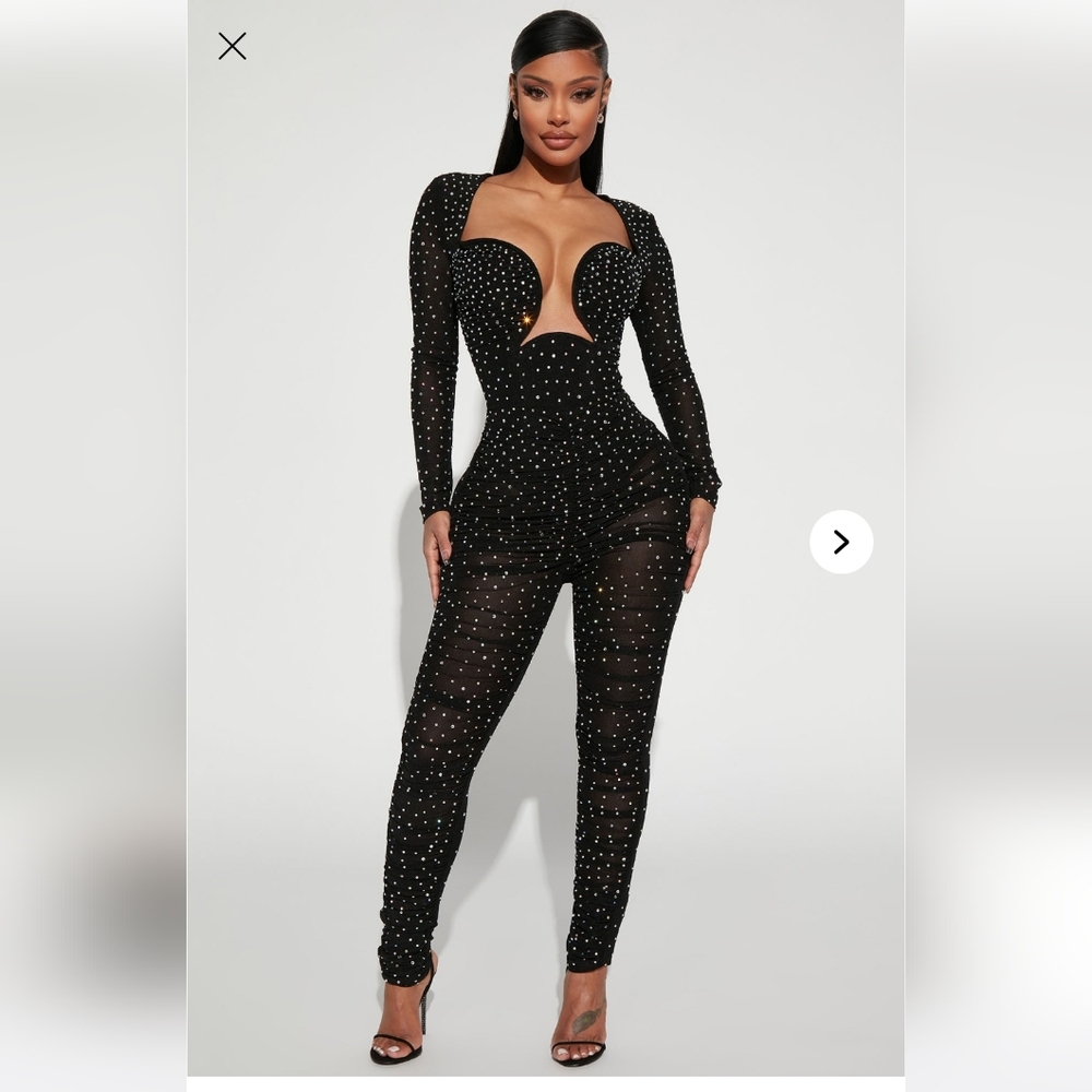 Chic Black Studded Jumpsuit
